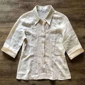 Vintage Embroidered Ecru Blouse